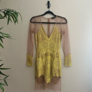 For Love & Lemons Antigua Beige Mini Dress
